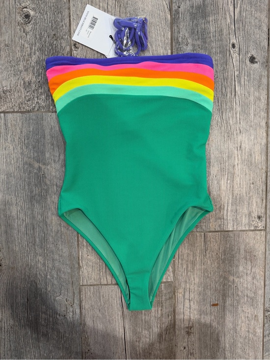 Beach Riot Other - NWT Beach Riot Rainbow Ribbed Strapless One Piece Swimsuit XS